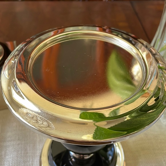 Art Deco silver color and black pillar candle holder stand decor accent display - Picture 3 of 7